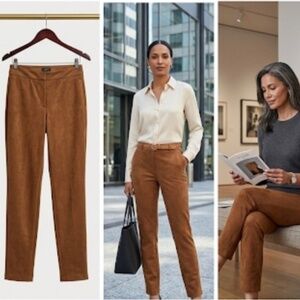 LOFT Size 8 Cognac Faux Suede Skinny Pants Camel Brown Trousers